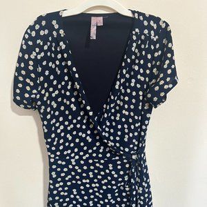 Alya Women's Floral Wrap Dress Navy Blue, M